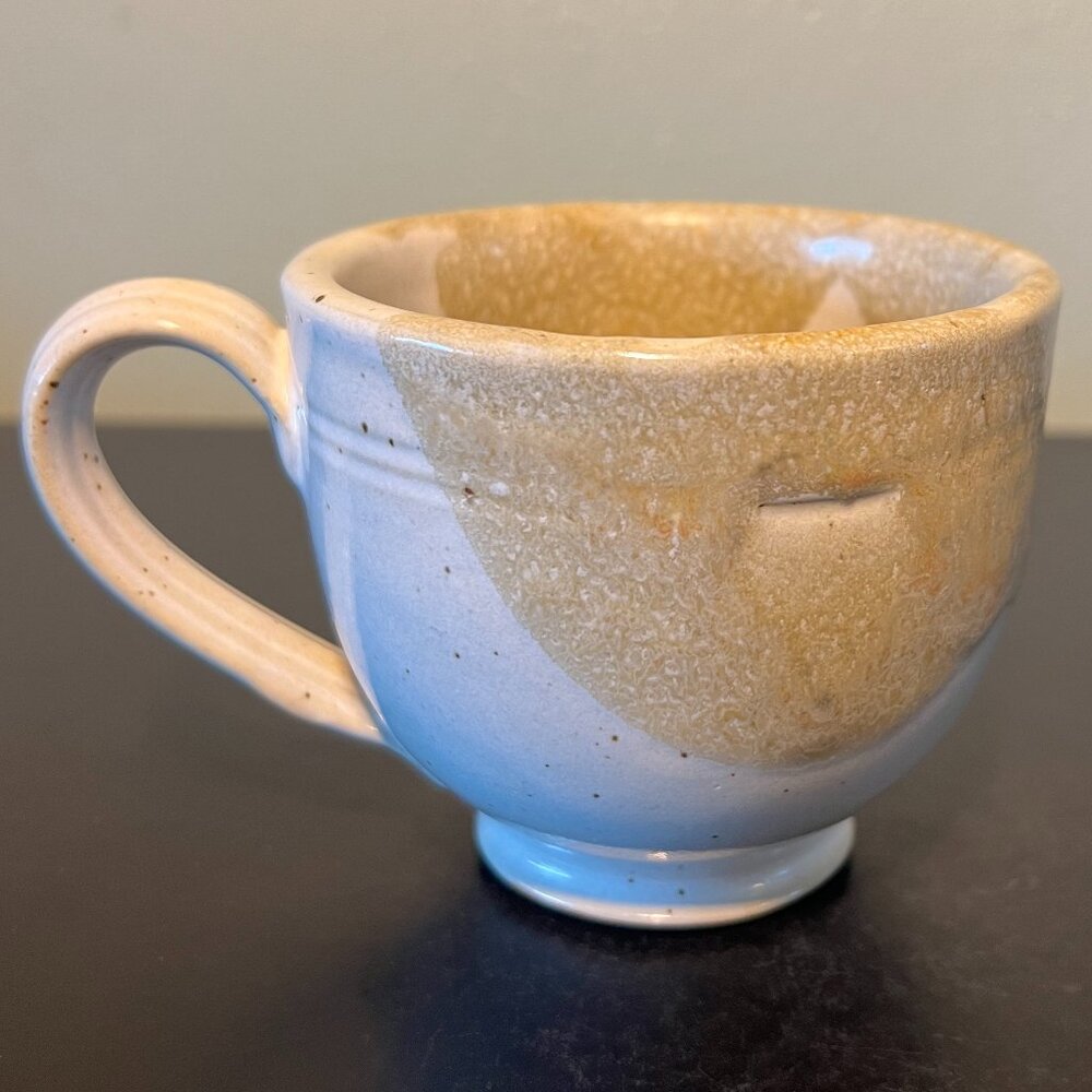 Handcrafted Beige Speckled Drip Glazed Earth Tone Studio Art Pottery Cup Mug - Picture 4 of 12
